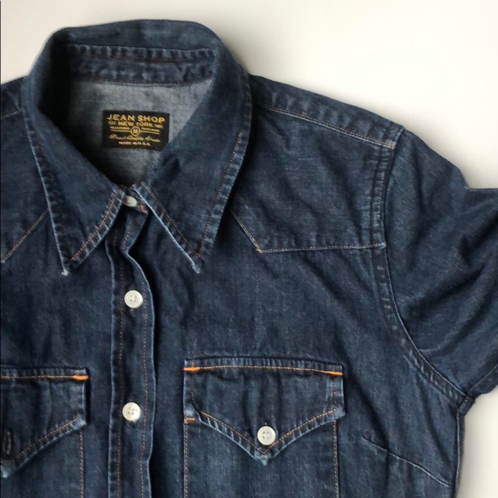 Jean Shop of New York button up shirt point collar